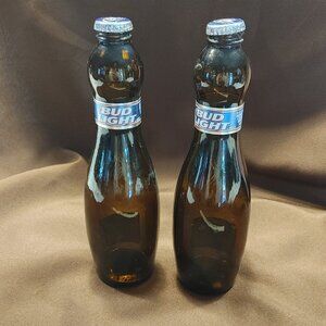 Bud Light Bowling Pin Amber Beer Bottle (Empty)